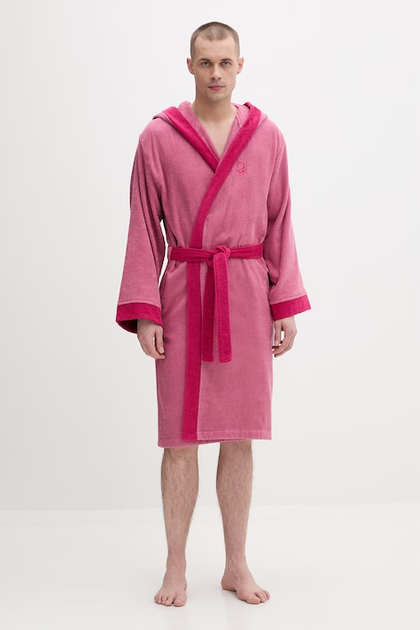 United Colors of Benetton szlafrok frotte damski bawełniany różowy 64PDV800I