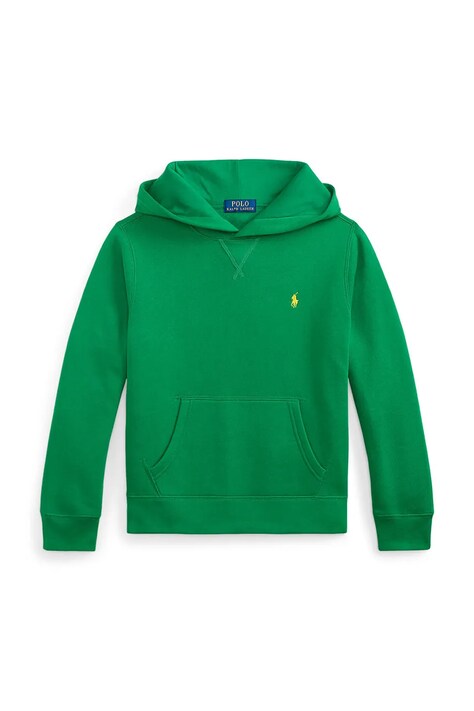 Polo Ralph Lauren felpa per bambini colore verde con cappuccio con applicazione 323749954502