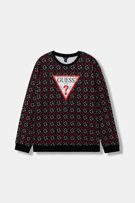 Guess bluza bawełniana dziecięca kolor czarny wzorzysta L6RQ02 KA6R4