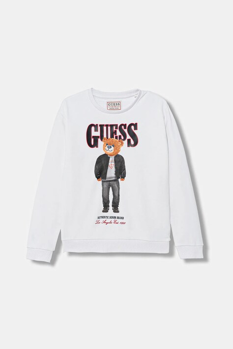 Guess bluza bawełniana dziecięca kolor biały z aplikacją L6RQ05 KAD74