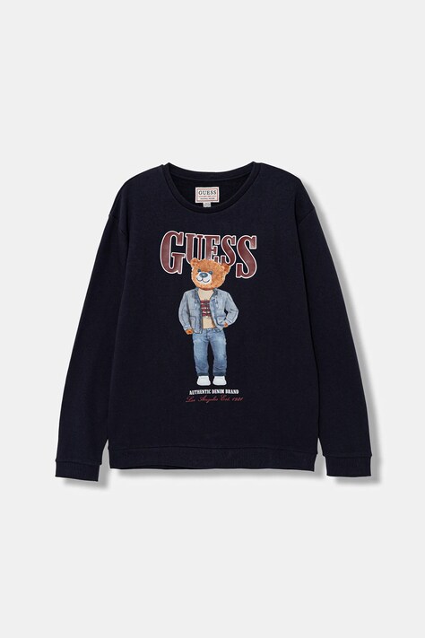Guess bluza bawełniana dziecięca kolor granatowy z aplikacją L6RQ05 KAD74