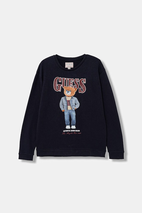 Guess bluza bawełniana dziecięca kolor granatowy z aplikacją L6RQ05 KAD74