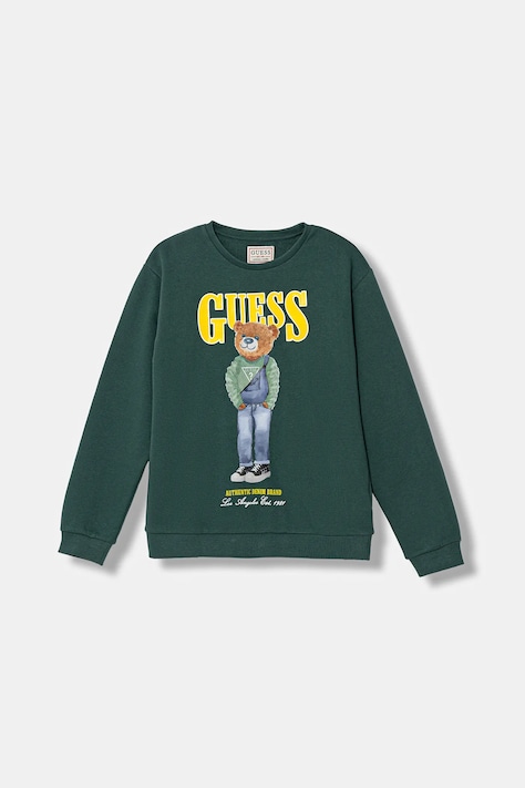 Guess bluza bawełniana dziecięca kolor zielony z aplikacją L6RQ05 KAD74