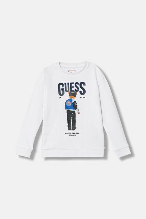 Guess bluza bawełniana dziecięca kolor biały z nadrukiem N6RQ03 KAD74