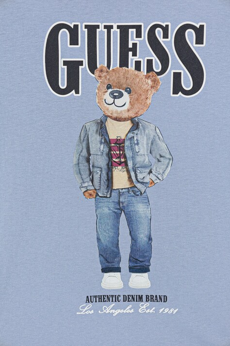 Guess bluza bawełniana dziecięca kolor niebieski z nadrukiem N6RQ03 KAD74