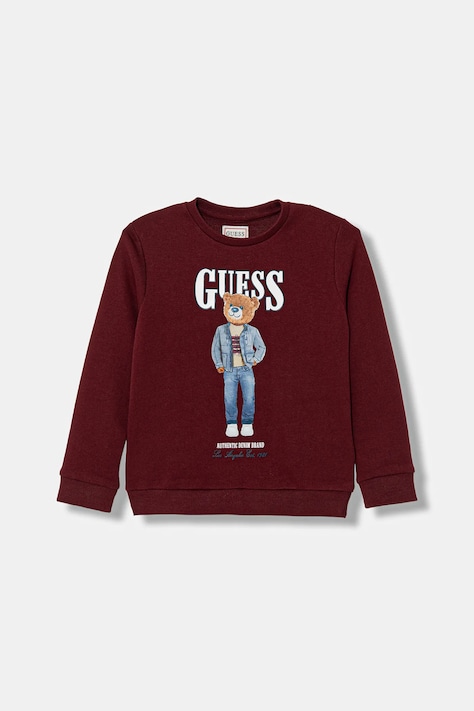 Guess bluza bawełniana dziecięca kolor bordowy z nadrukiem N6RQ03 KAD74