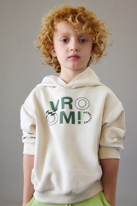 Παιδική μπλούζα Mayoral χρώμα: μπεζ, με κουκούλα, 3435