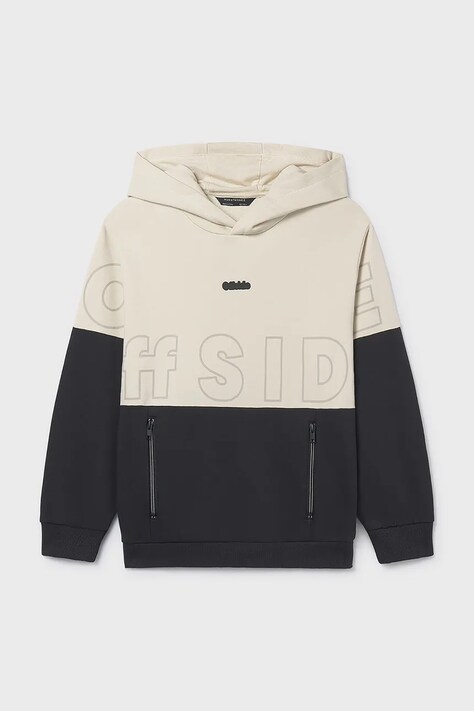 Παιδική μπλούζα Mayoral χρώμα: μπεζ, με κουκούλα, 6411
