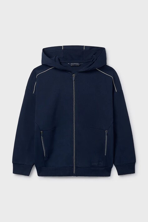Detská mikina Mayoral tmavomodrá farba, s kapucňou, jednofarebná, 6417