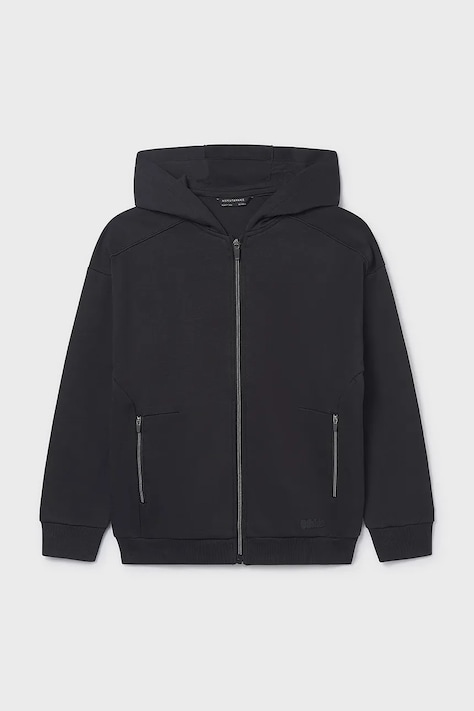 Παιδική μπλούζα Mayoral χρώμα: μαύρο, με κουκούλα, 6417