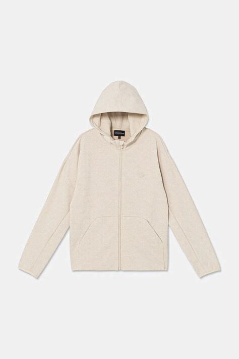 Emporio Armani bluza dziecięca kolor beżowy z kapturem wzorzysta EB001003 AF20698