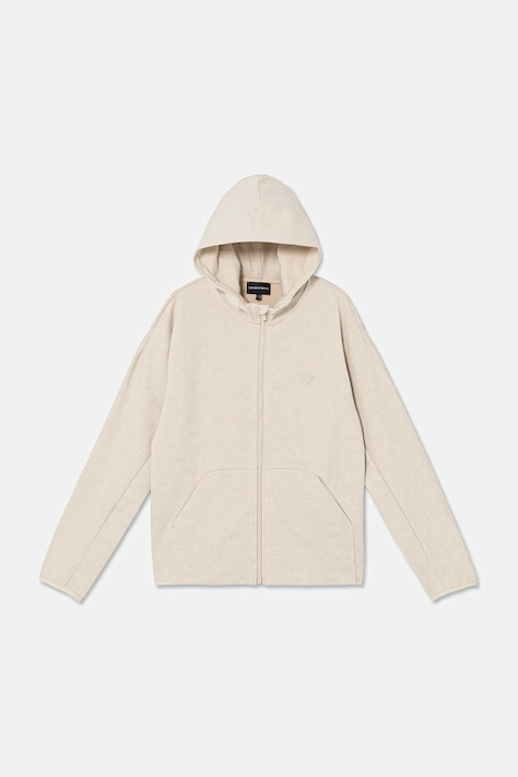 Emporio Armani bluza dziecięca kolor beżowy z kapturem wzorzysta EB001003 AF20698