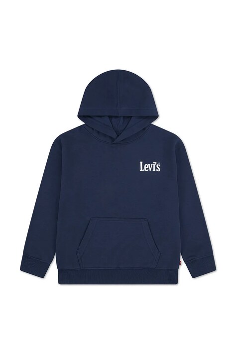 Levi's bluza dziecięca CLASSIC AND CLEAN HOODIE kolor granatowy z kapturem gładka 8EP584