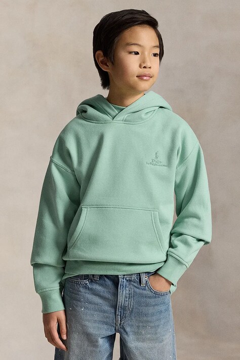 Polo Ralph Lauren bluza dziecięca kolor turkusowy z kapturem gładka 323A12273002