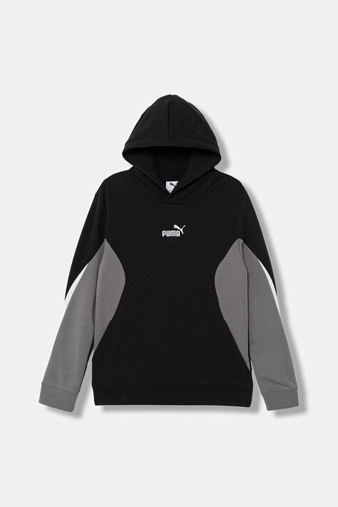 Puma bluza dziecięca ESS BLOCK kolor czarny z kapturem z aplikacją 692513