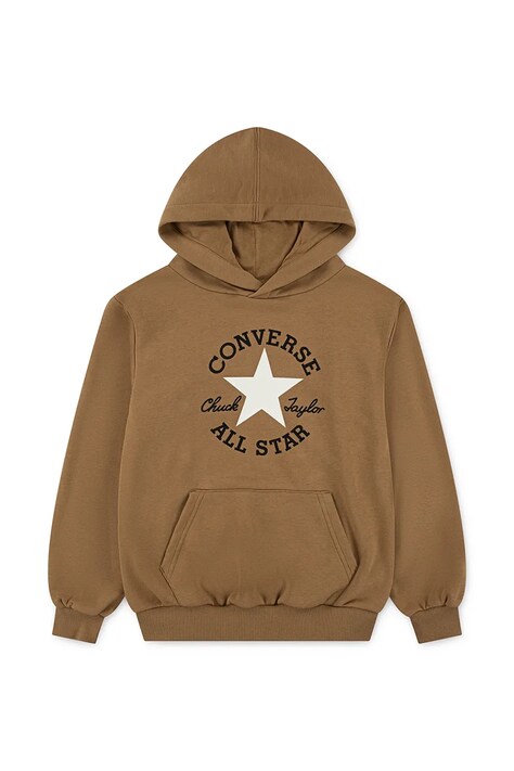 Converse bluza dziecięca kolor brązowy z kapturem z nadrukiem 9CH002