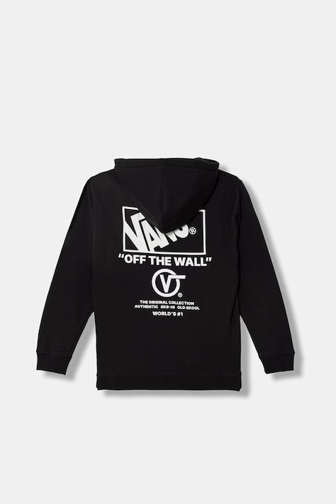 Dětská mikina Vans černá barva, s kapucí, s potiskem, VN000TDVY281