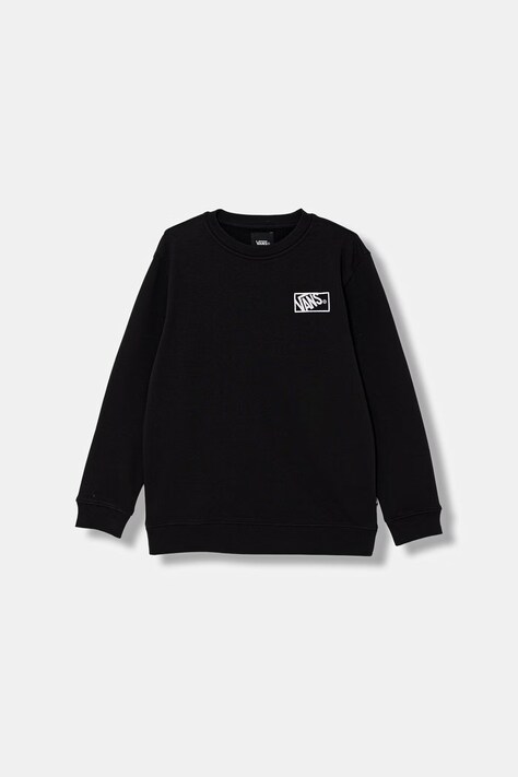 Detská mikina Vans čierna farba, s nášivkou, VN000W08BLK1