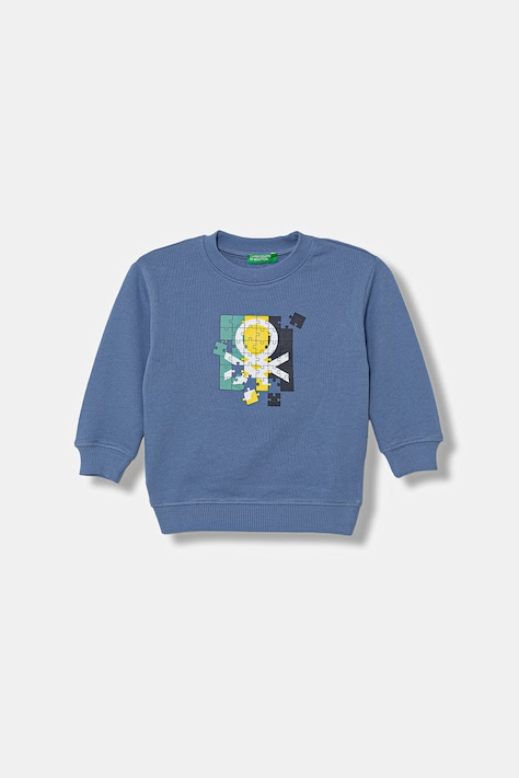 United Colors of Benetton bluza bawełniana dziecięca kolor niebieski z nadrukiem 3J70G10LJ