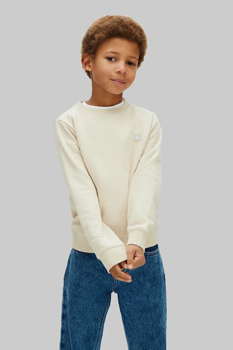 Calvin Klein Jeans bluza dziecięca z bawełną beżowa LV1CKSJB33