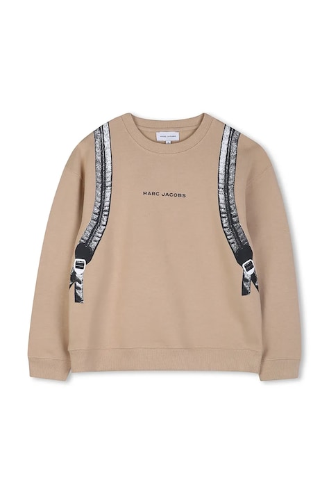 Dětská bavlněná mikina Marc Jacobs béžová barva, s potiskem, W60798