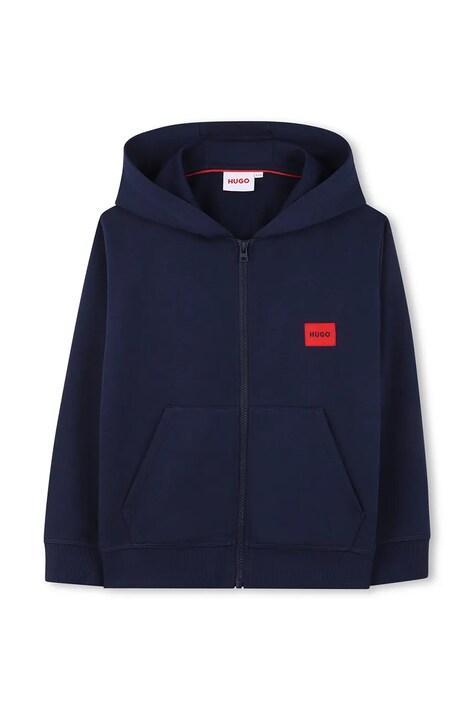 Детская кофта HUGO цвет синий с капюшоном с принтом G01181