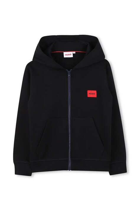 Детская кофта HUGO цвет чёрный с капюшоном с принтом G01181
