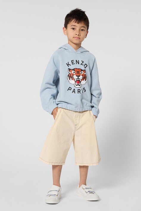 Kenzo Kids bluza dziecięca kolor niebieski z kapturem z nadrukiem K61665