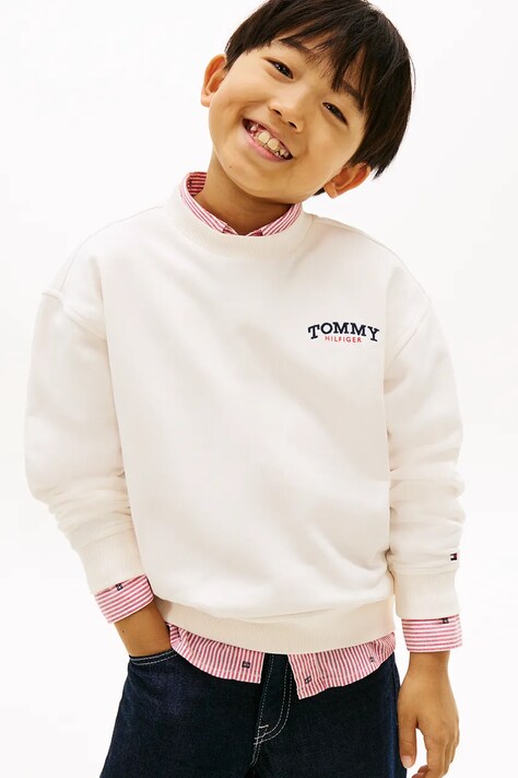 Tommy Hilfiger bluza dziecięca z bawełny biała KB0KB10255