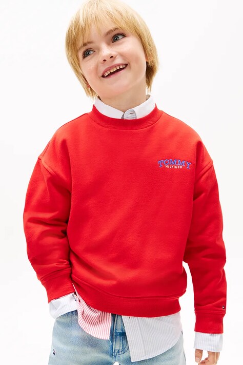 Tommy Hilfiger bluza dziecięca z bawełną czerwona KB0KB10255