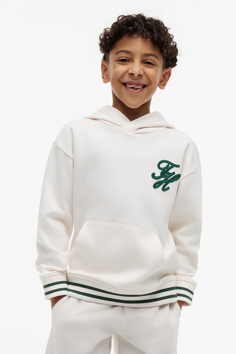 Tommy Hilfiger bluza z kapturem dziecięca z bawełną biała KB0KB10257