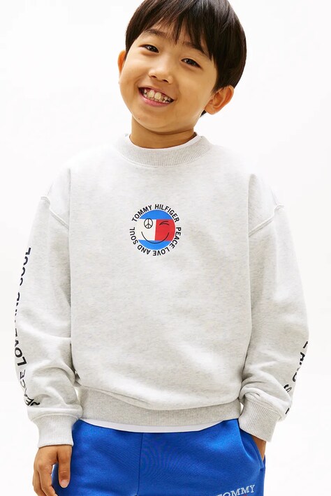 Tommy Hilfiger mikina detská s bavlnou sivá KB0KB10258