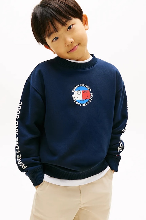 Tommy Hilfiger bluza dziecięca z bawełną granatowa KB0KB10258