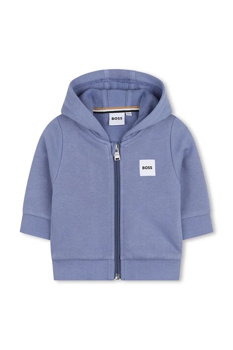 Dukserica za bebe BOSS boja: ljubičasta, s kapuljačom, s tiskom, J52866