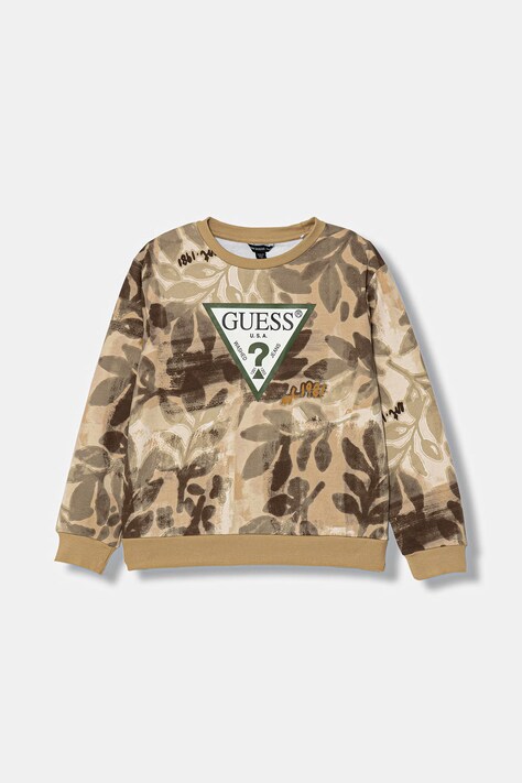 Guess bluza bawełniana dziecięca kolor beżowy wzorzysta L6GQ00 KA6R4
