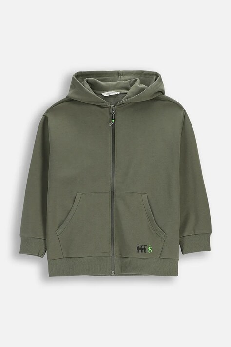 Dječja dukserica Coccodrillo boja: zelena, s kapuljačom, bez uzorka, EVERYDAY BOY