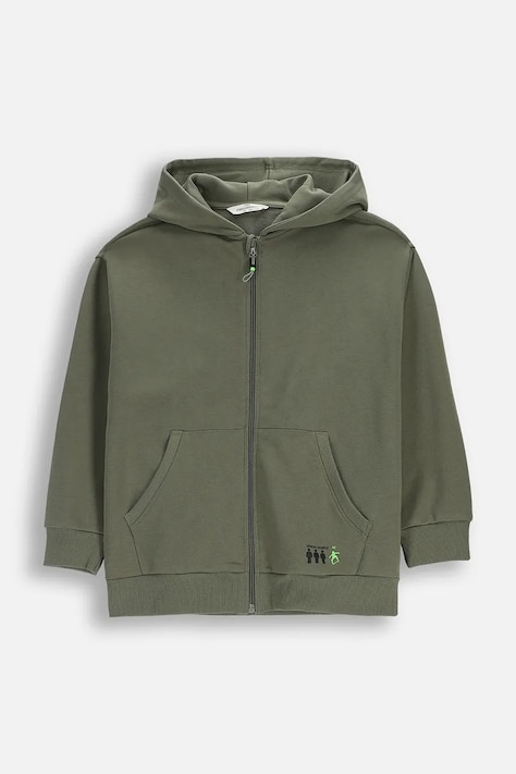 Dječja dukserica Coccodrillo boja: zelena, s kapuljačom, bez uzorka, EVERYDAY BOY