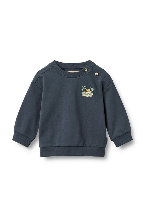Wheat bluza bawełniana niemowlęca kolor granatowy z nadrukiem 6364-671-GOTS