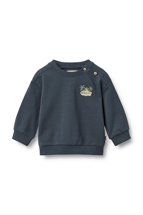 Wheat bluza bawełniana niemowlęca kolor granatowy z nadrukiem 6364-671-GOTS