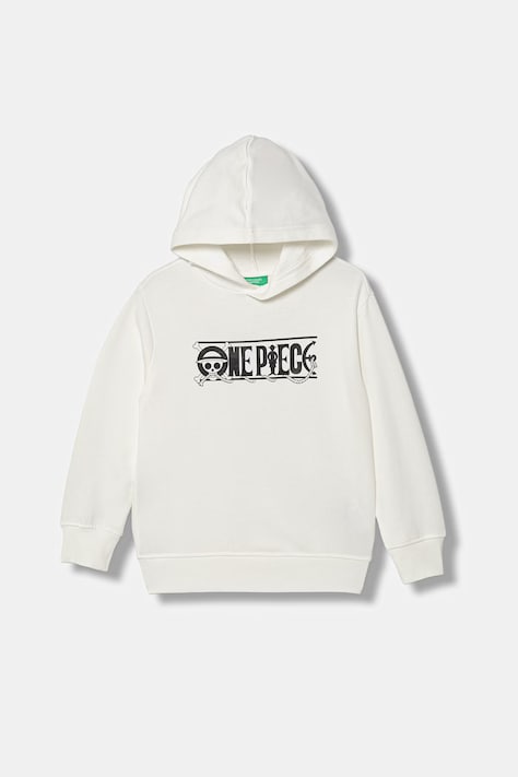 United Colors of Benetton bluza z kapturem dziecięca bawełniana beżowa 3J70C205N