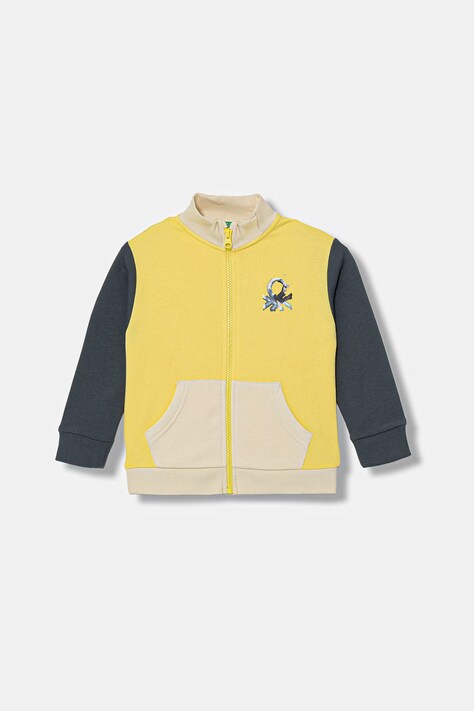 United Colors of Benetton rozepínací mikina dětská bavlněná žlutá 3J70G504A