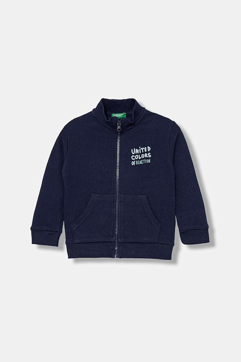 United Colors of Benetton mikina na zips detská bavlnená tmavomodrá 3J70G504A