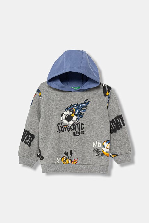 United Colors of Benetton Bluza z kapturem dziecięca bawełniana szara 3M42G10MH