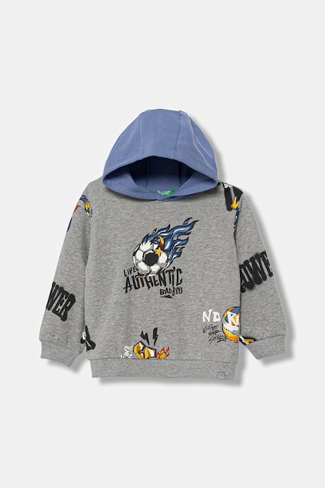 United Colors of Benetton mikina s kapucňou detská bavlnená sivá 3M42G10MH