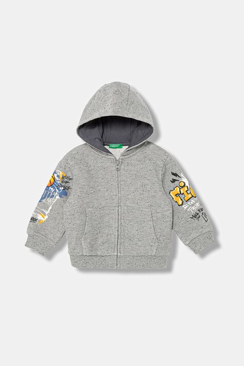 United Colors of Benetton jopica s kapuco otroška bombažna siva 3PLGG504E
