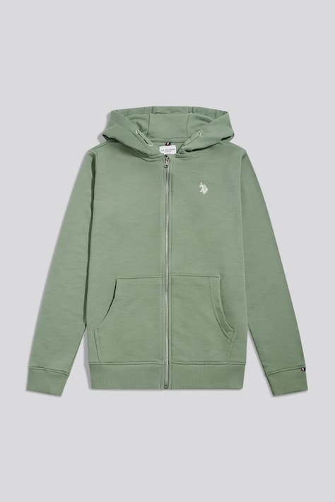 U.S. Polo Assn. rozepínací mikina s kapucí dětská s bavlnou zelená USP4413
