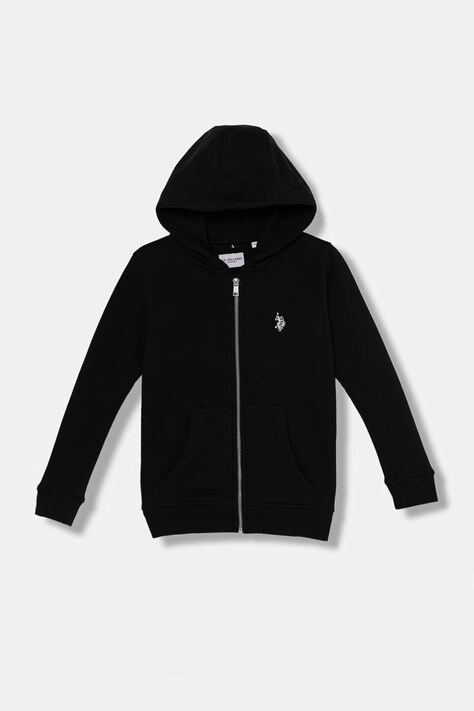U.S. Polo Assn. hanorac cu fermoar și glugă pentru copii, cu bumbac verde USP4413