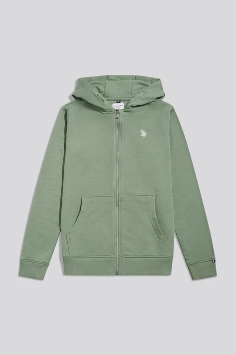 U.S. Polo Assn. mikina na zips s kapucňou detská s bavlnou zelená USP4413