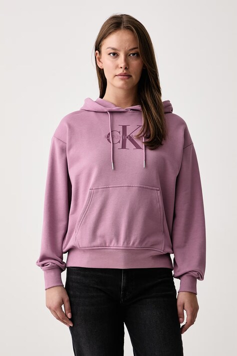 Calvin Klein Jeans Mikina s kapucňou dámska s bavlnou ružová LV047E221G