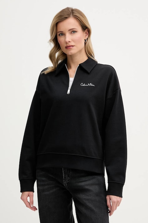 Mikina Calvin Klein Jeans dámská, černá barva, melanžová, LV047E824G